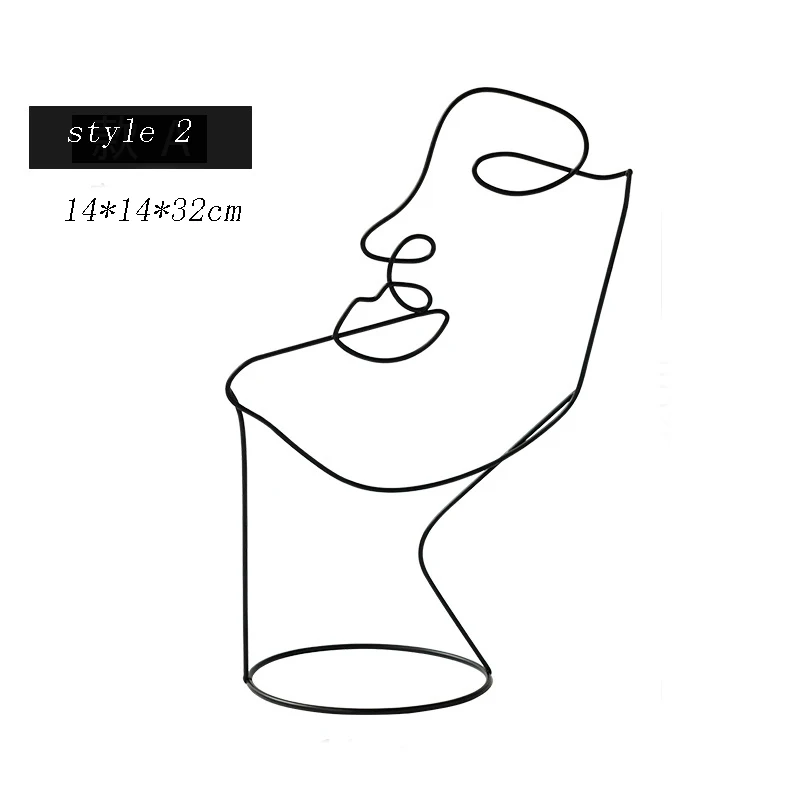 

Home Abstract Character Sculpture Art Decor Nordic Metal Black Lines Handmade Figurines Home Decoration Art Gift