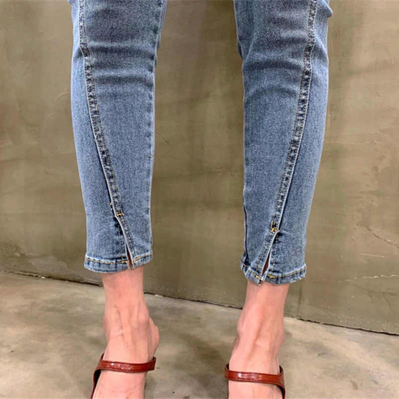 

BGTEEVER Chic High Waist Side Split Women Jeans Pants Stretchable Skinny Female Jeans 2020 Summer Women Denim Trousers