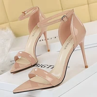 2021 women 9 5cm high heels stripper sandals female fetish strappy nude heels plus size shoe lady valentine summer classic pumps