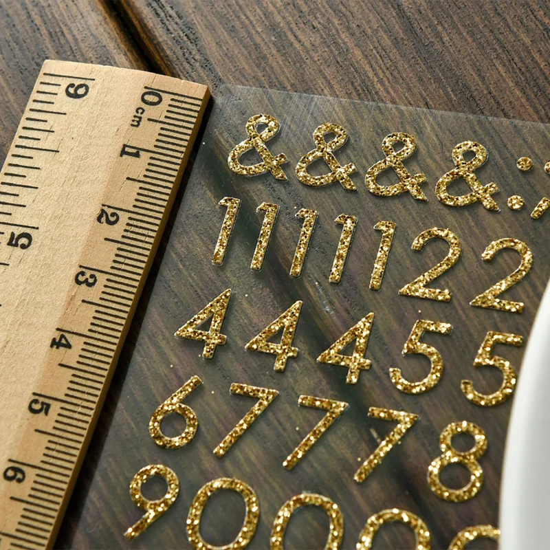 

216Pcs/Set Vintage UV Alphabet Numbers Gold Gilding Sticker DIY Scrapbooking Album Junk Journal Planner Decorative Stickers