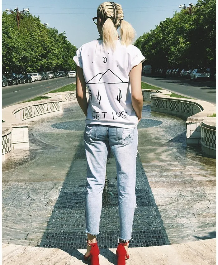 Потеряться Женские Смешные слоган Женская мода дерево Графический 90 стиль для