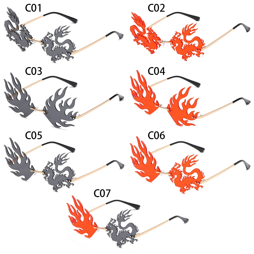 

2021 Fashion Rimless Phoenix Sunglasses Brand design For Party Women Men Unique Frameless Sun Glasses Cool Shades UV400