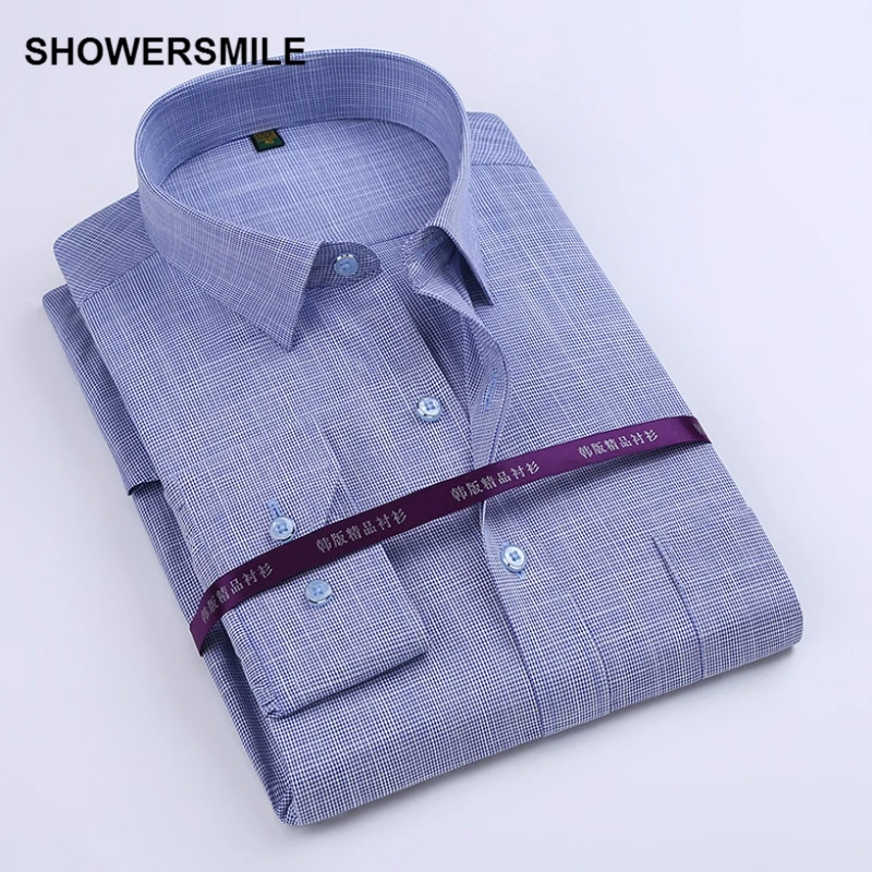 SHOWERSMILE, рубашка из бамбукового волокна, мужская, длинный рукав, рубашки, мужские, обычные, подходят, вечерние, бизнес, соц., хлопок, одноцветная, формальная рубашка