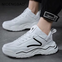men sneakers autumn 2021 pu leather trendy male lace up platform running sports shoes casual walking footwear zapatillas hombre