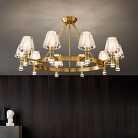 modern pendant light copper gold chandelier for living dining room bedside lamp villa study hanging lights led big chandelier