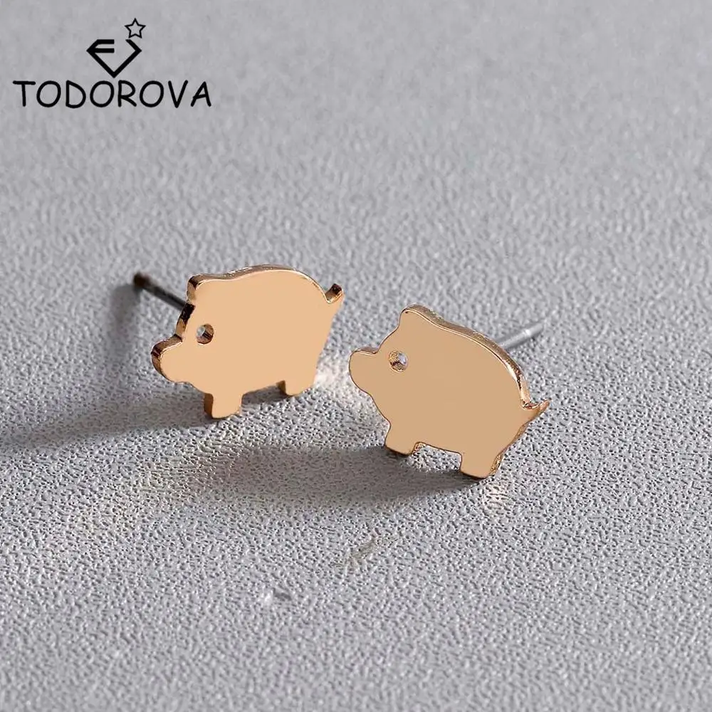 Новые милые серьги гвоздики Todorova в виде свиньи для женщин подарочные украшения