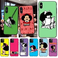 penghuwan argentina quino mafalda girl soft silicone black phone case for iphone 11 pro xs max 8 7 6 6s plus x 5s se xr case