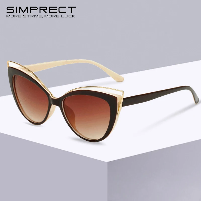 Женские солнцезащитные очки SIMPRECT Cat Eye Винтажные Солнцезащитные 2021 в стиле ретро