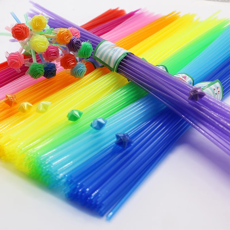 Детский сад ручной класс Ремесло соломинки складные звезды Роза цветок соломы