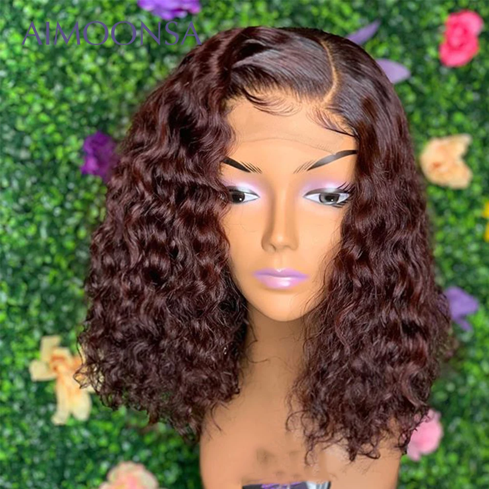 Бордовый парик на кружеве вьющиеся человеческие волосы 13x6 глубокая часть