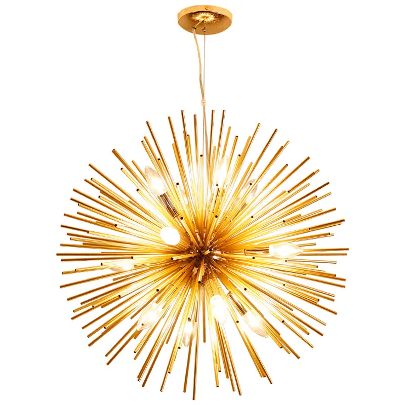 

LukLoy Dandelion Chandelier Living Room Bedroom Lighting Fixture Suspension Satellite Sputnik Pendant Hanging Light Gold Sticks