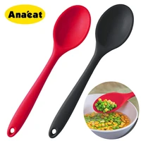 anaeat 1 piece of silicone long handle spoon food grade mixing spoon cooking soup spoon tableware kitchen tool