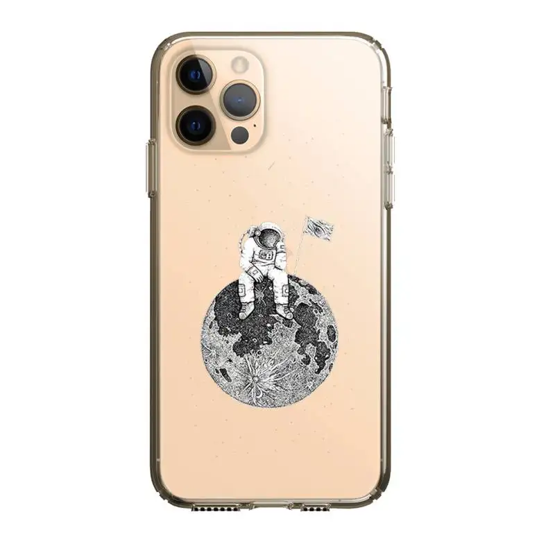 

Moon Cute Cats Cover Phone Case Clear Cover For Iphone 5 6 7 8 11 12 Plus XR X XS SE2020 11/12PRO Max Transparent Cases