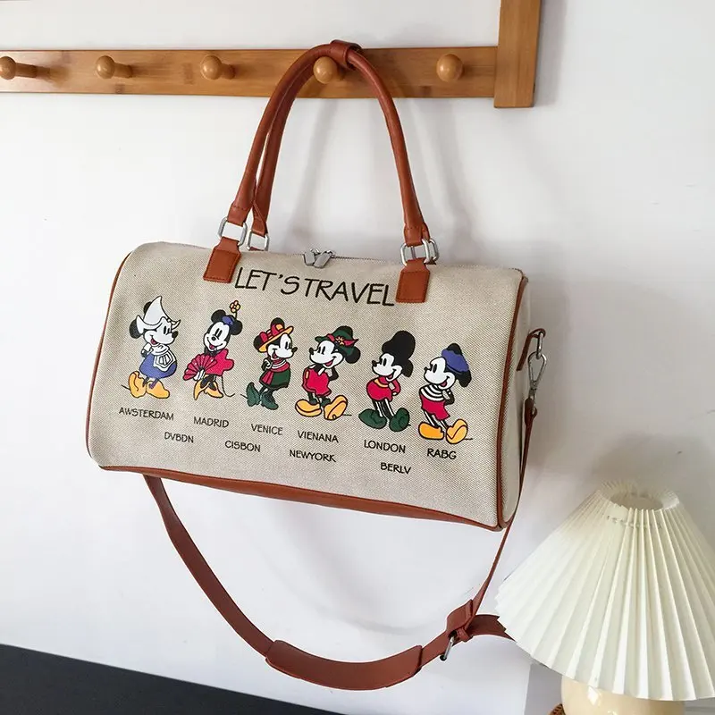 Disney Mickey Mouse New Girl Children Single Shoulder Inclined Bag Cute Messenger Handbag Kids Cartoon Mickey Handbag Brown