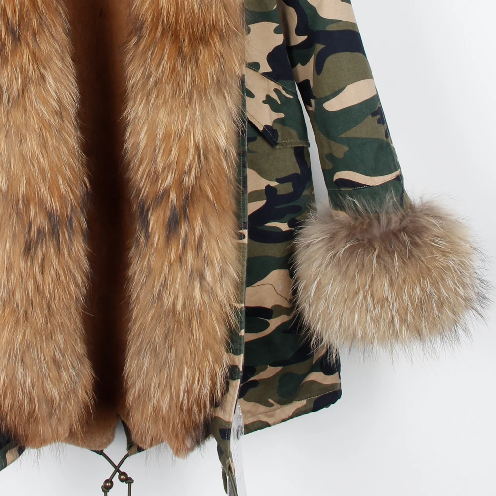 Winter Jacket Women Real Fur Collar Long Parka Waterproof Big Natural Raccoon Fur Collar Outwear Warm Thick Faux Lining ODDFOX