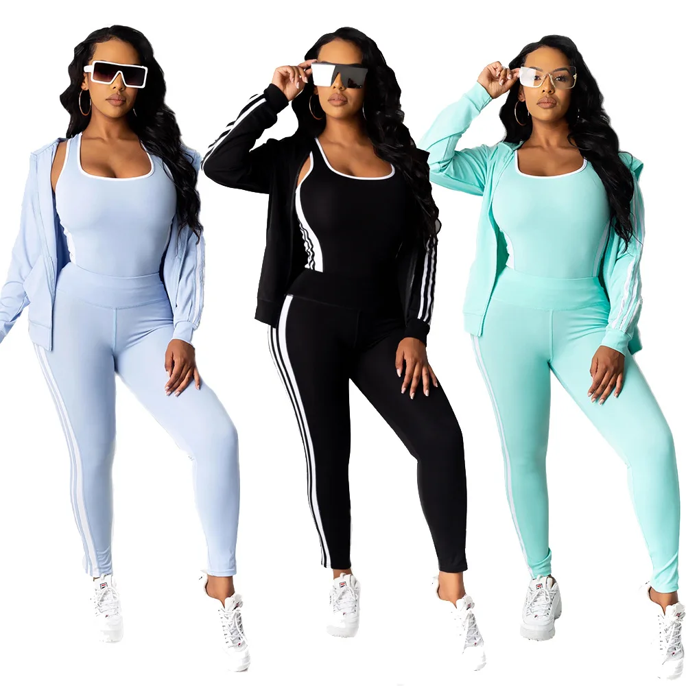 

Женский спортивный костюм из трех предметов, облегающие топы с квадратным вырезом и леггинсы с длинным рукавом, Осень-зима 2020