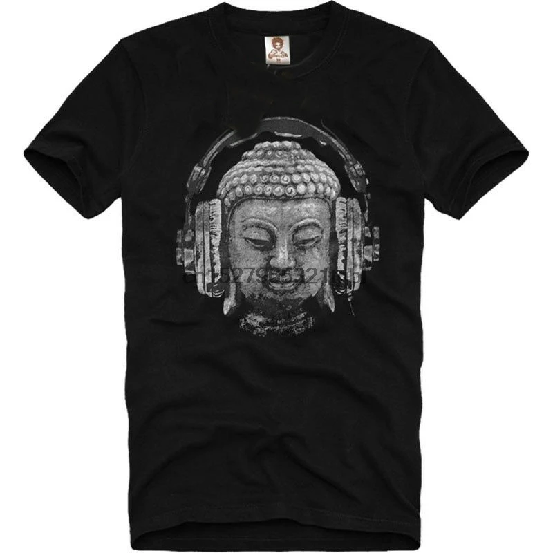 Dj Будды наушники музыка Club Мужская футболка Транс Goa техническая в стиле хип хоп