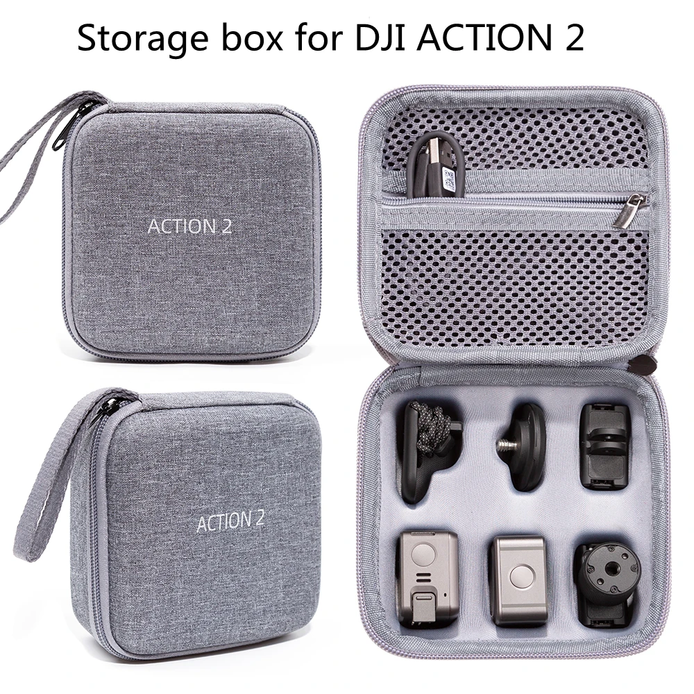 

Подходит для DJI Action 2 Портативная сумка для хранения Lingmo Сумка-клатч для спортивной камеры видеомагнитофон серый