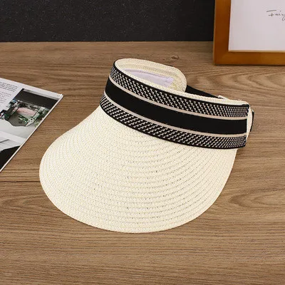 

Соломенная шляпа от солнца в Корейском стиле для мужчин и женщин, милый Пустой Топ, праздничная пляжная кепка, весна-лето 2021