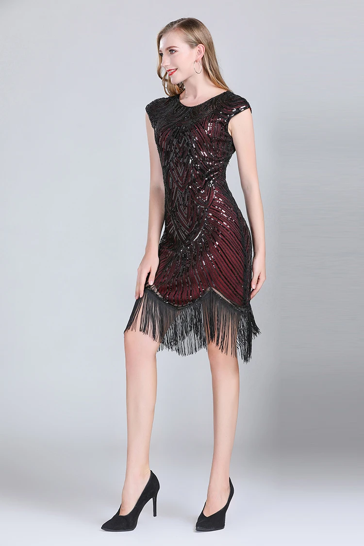 Женские винтажные вечерние платья в стиле Грейт Гэтсби с v-образным вырезом