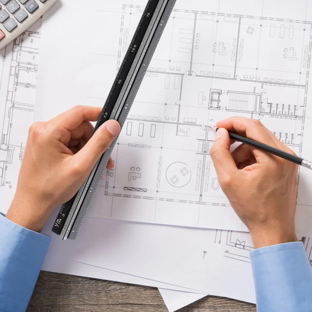 

1pc Unique Student Ruler Durable Architectural Ruler Practical Stationery Ruler