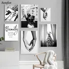 Привлекательный модный постер с надписью Hand in Hand Smoke Girl, Настенная картина черного и белого цветов, декор гостиной