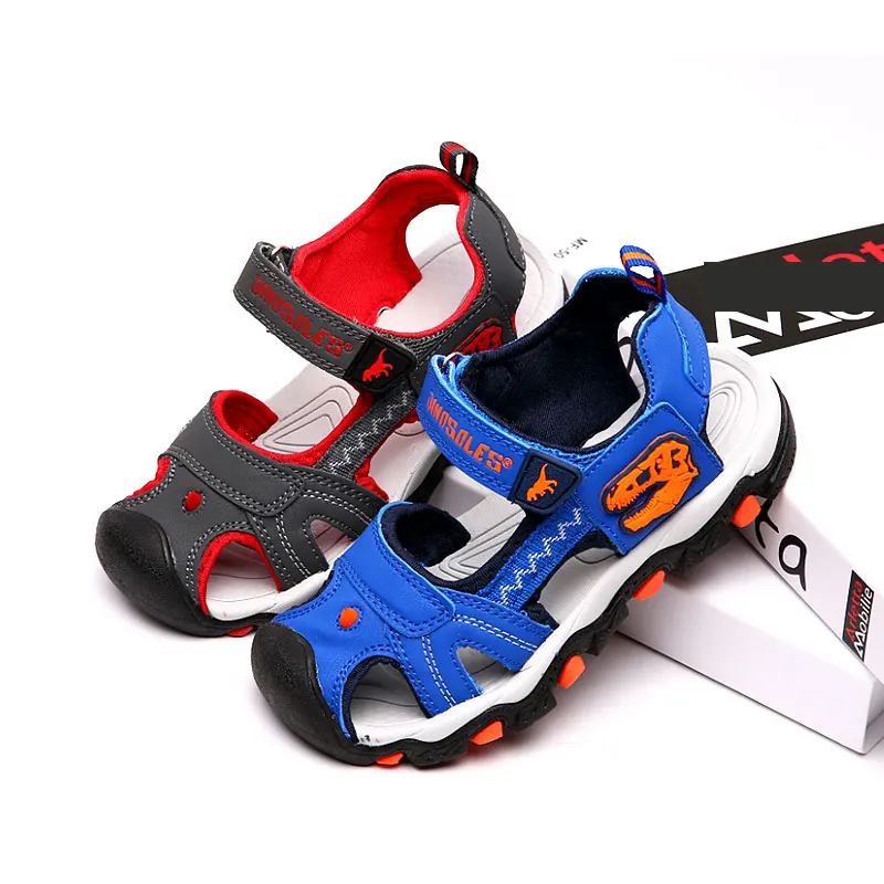 

Детская обувь с динозавром, сандалии для мальчиков со светящимися вставками, школьная обувь на резиновой подошве, сандалии для мальчиков, п...