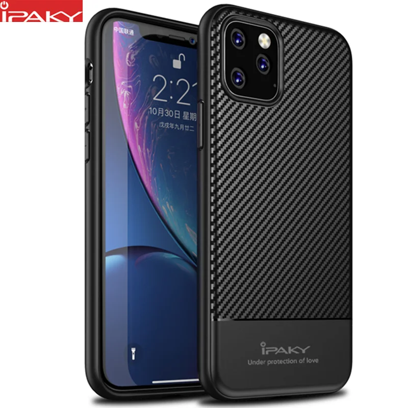 Чехол IPAKY для iPhone 11 Pro чехол из углеродного волокна Гибридный Силиконовый
