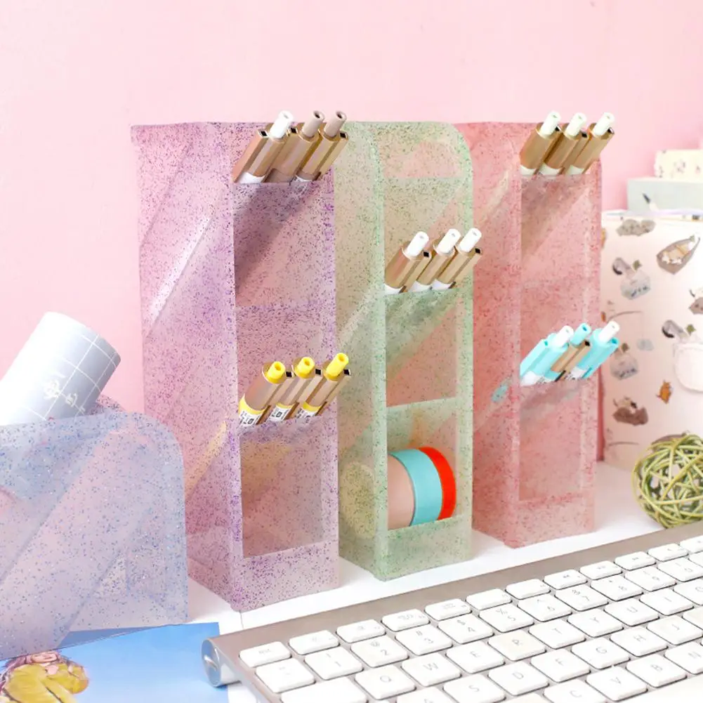 

Diagonal Pen Holder Desk Desktop Storage Box Stationery Rack