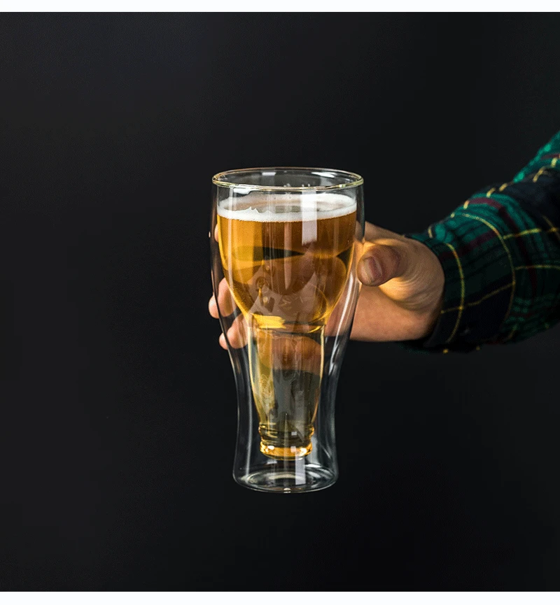 

1pc Creative Double Wall Beer Glass Beer Mug 250ml 350ml 450ml Milk Juice Beverage Glass Beer Cup Simple Design