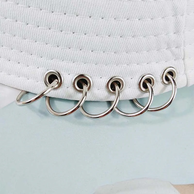 

1PC Fashion Unisex Women Men Bucket Hat Pin Rings Sunhat Caps Summer Solid Color Fishing Sun Hat 2 Colors