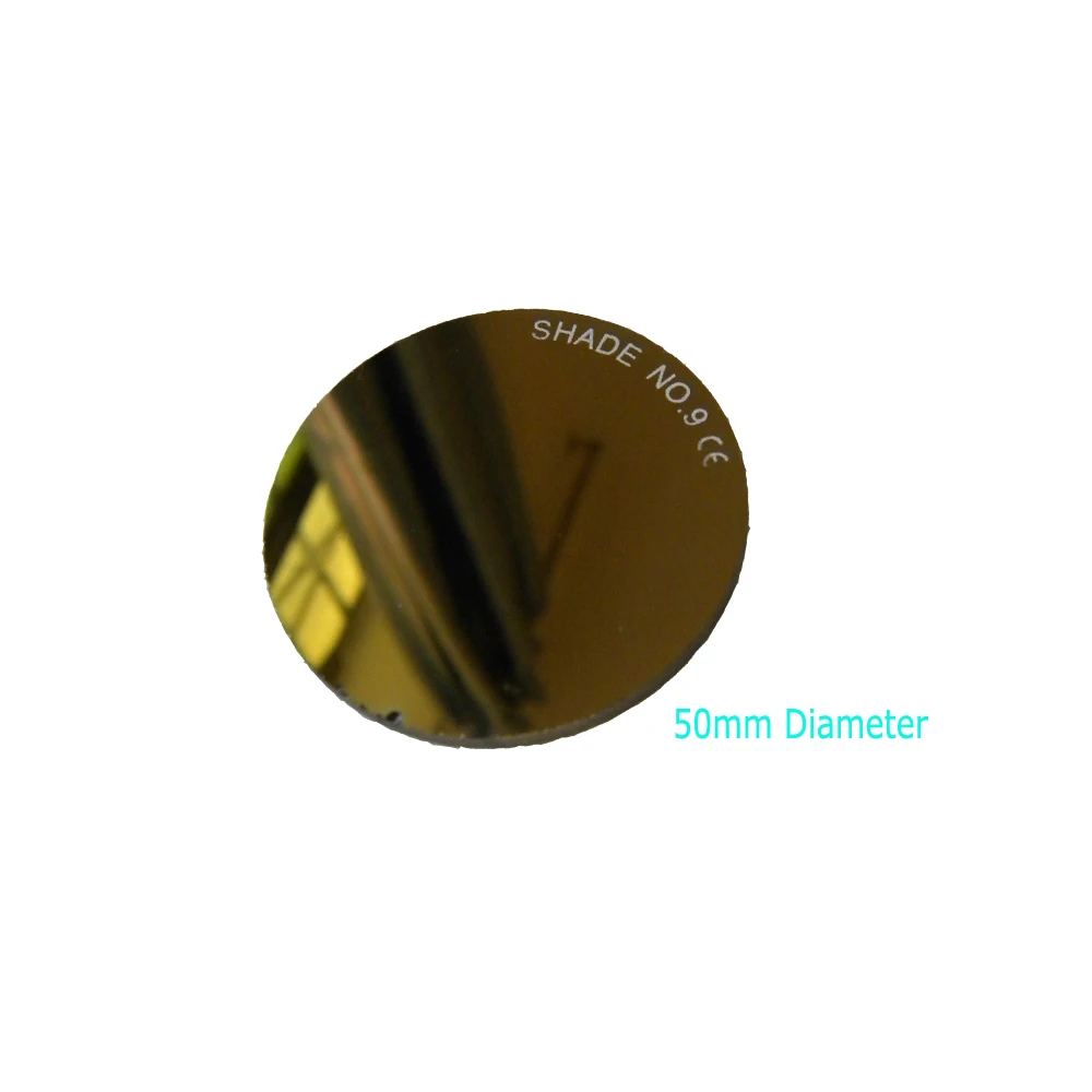 

20pcs/lot Black Glass Filter Round Shape Lens 50 mm For Welding Goggles Green Color Golden Coating Eye Filters DIN 9 / 12