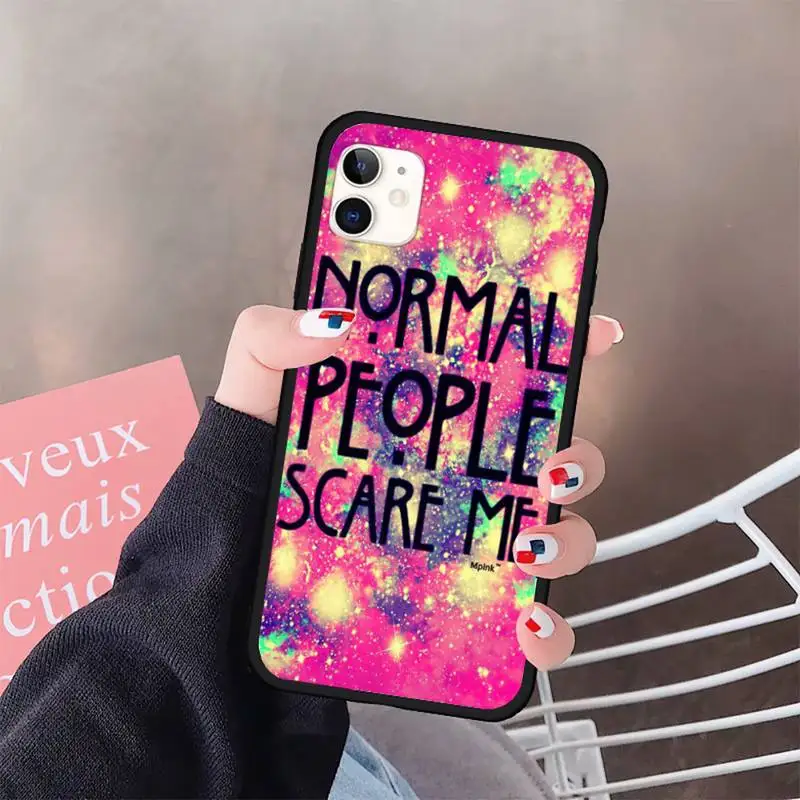 

Normal People Scare Me letters Phone Case for iPhone 11 12 pro XS MAX 8 7 6 6S Plus X 5S SE 2020 XR