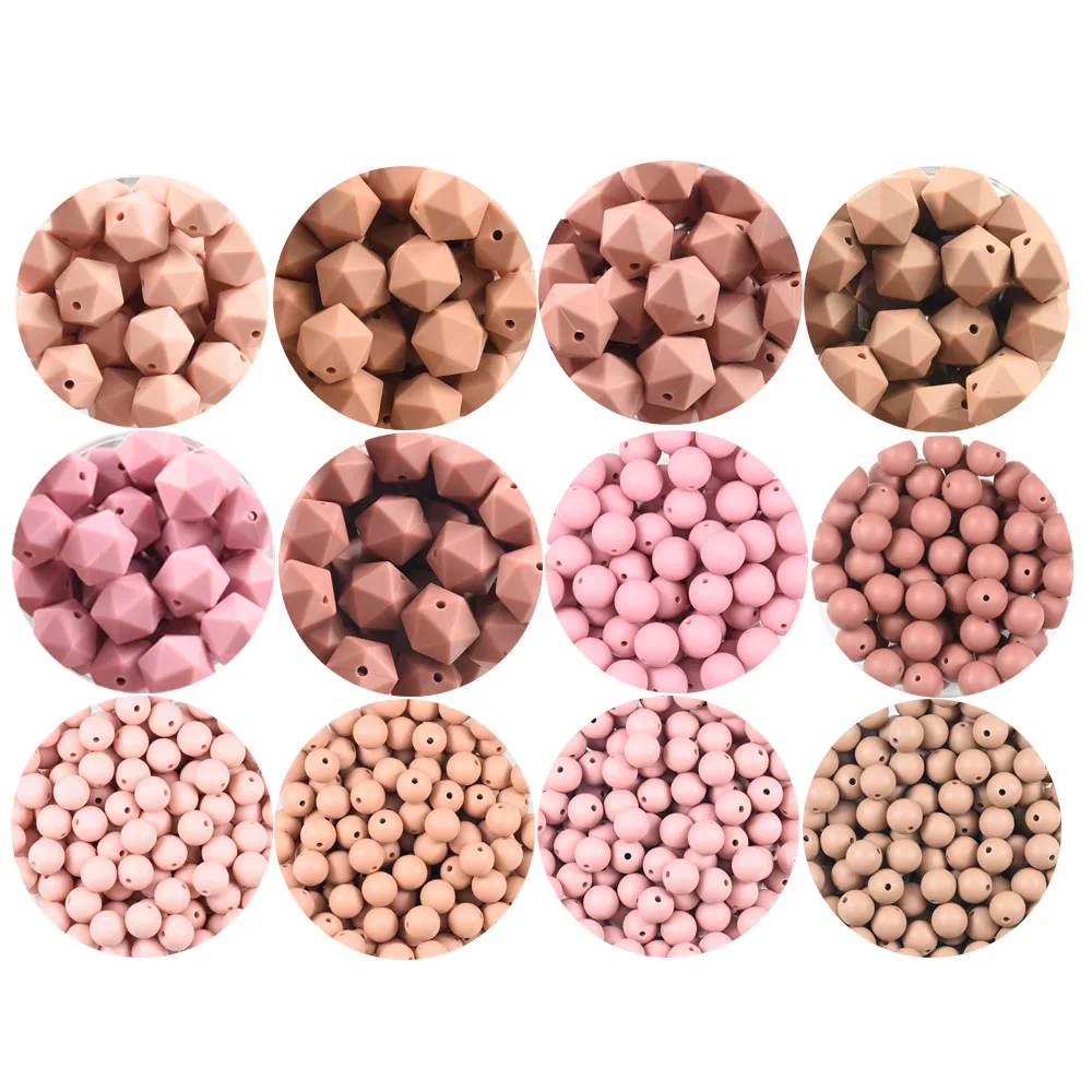 Cuentas redondas de silicona para icosaedro, 100 piezas, 15MM/14MM, mordedor de silicona sin BPA, juguete de dentici&oacute;n artesanal, accesorios masticables para beb&eacute;-0