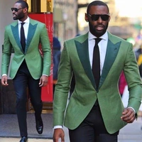 2020 fashion green mans suit for wedding evening dress party prom dress best man wear groom wear two piece suitsjacketpants