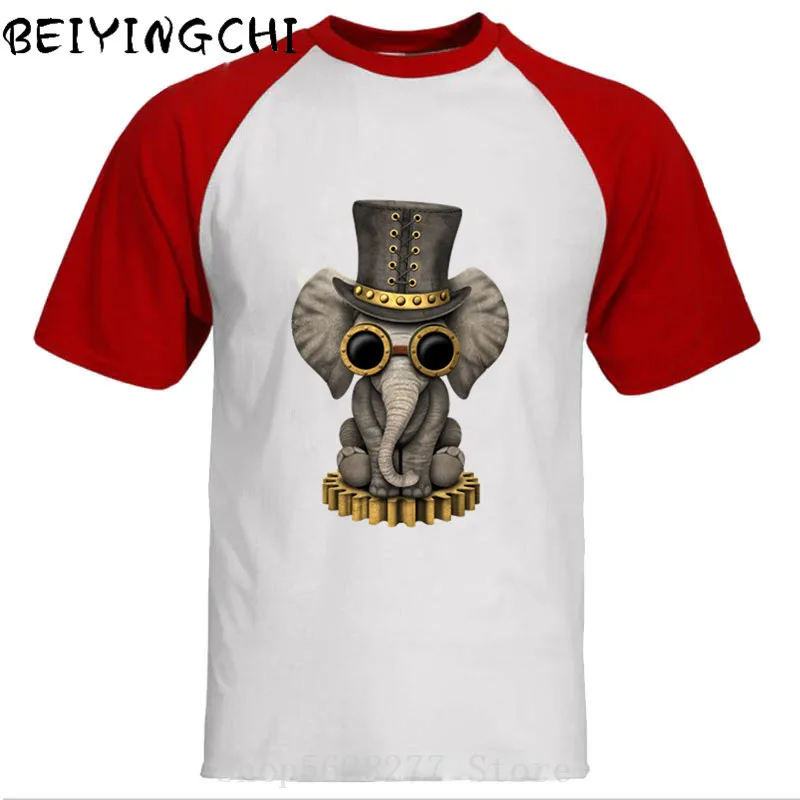 Стимпанк слоненок Бог футболка 2018 летние мужские футболки с коротким рукавом