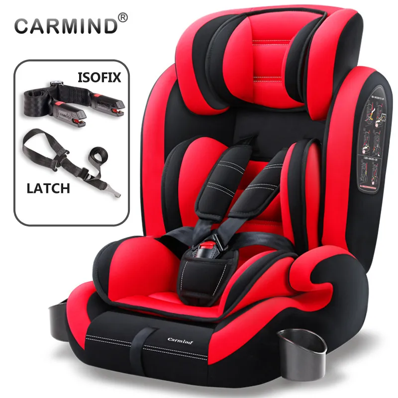 red Carmind детское автокресло безопасности для 9 месяцев-12 лет с Мягкий соединитель ISOFIX и защелкой вперед-лицом универсальные автокресла - Цвет: red