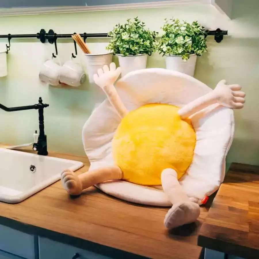 2 Размеры плюшевые пищевых продуктов с помпоном в виде яйца Мягкие животные яйцо