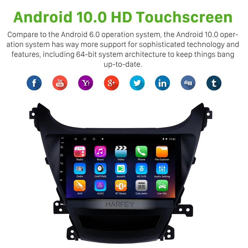 Harfey Android 10 0 для 2014-2016 Hyundai Elantra Авторадио 9 &quotGPS навигация Bluetooth Стерео ТВ