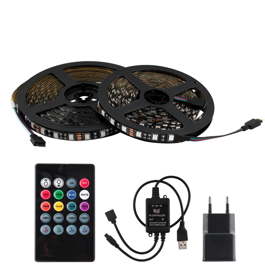 Package 2 RGB 5V Светодиодная лента USB для автомобиля PC 5050 водонепроницаемая подсветка Ambilight tv USB 5V светодиодная лента для автомобиля RGB лента лампа с музыкальным контроллером - Испускаемый цвет: Package 2