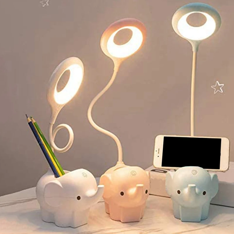 

Настольная лампа Little Elephant с USB-портом для зарядки, настольные лампы для ухода за глазами, светодиодная лампа для обучения, прикроватная ламп...