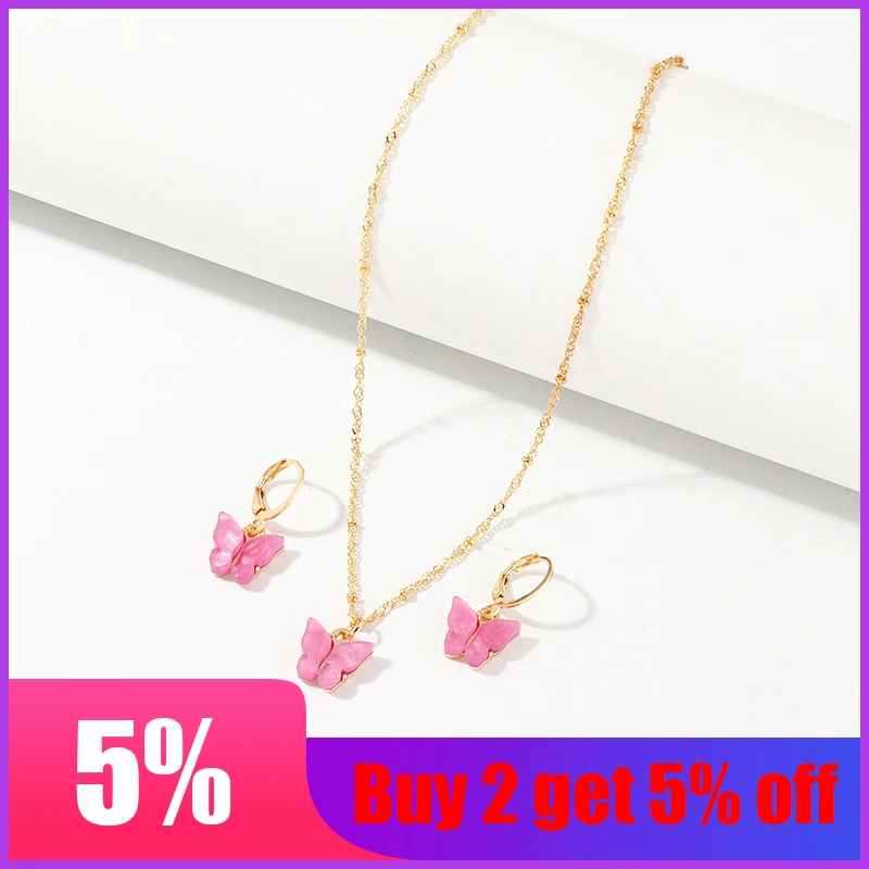 Женское колье с подвеской бабочкой Корейская версия ожерелья до ключиц