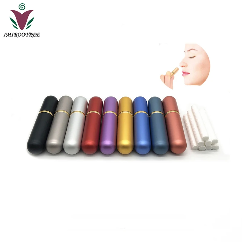 

9 Colors Essential Oil Aromatherapy Blank Nasal Inhaler Metal Aluminum Inhaler with FREE High Quality Cotton Wicks