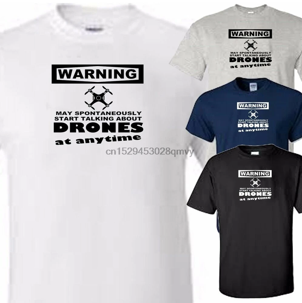 Необычная футболка с предупреждением о дроне | Мужская одежда