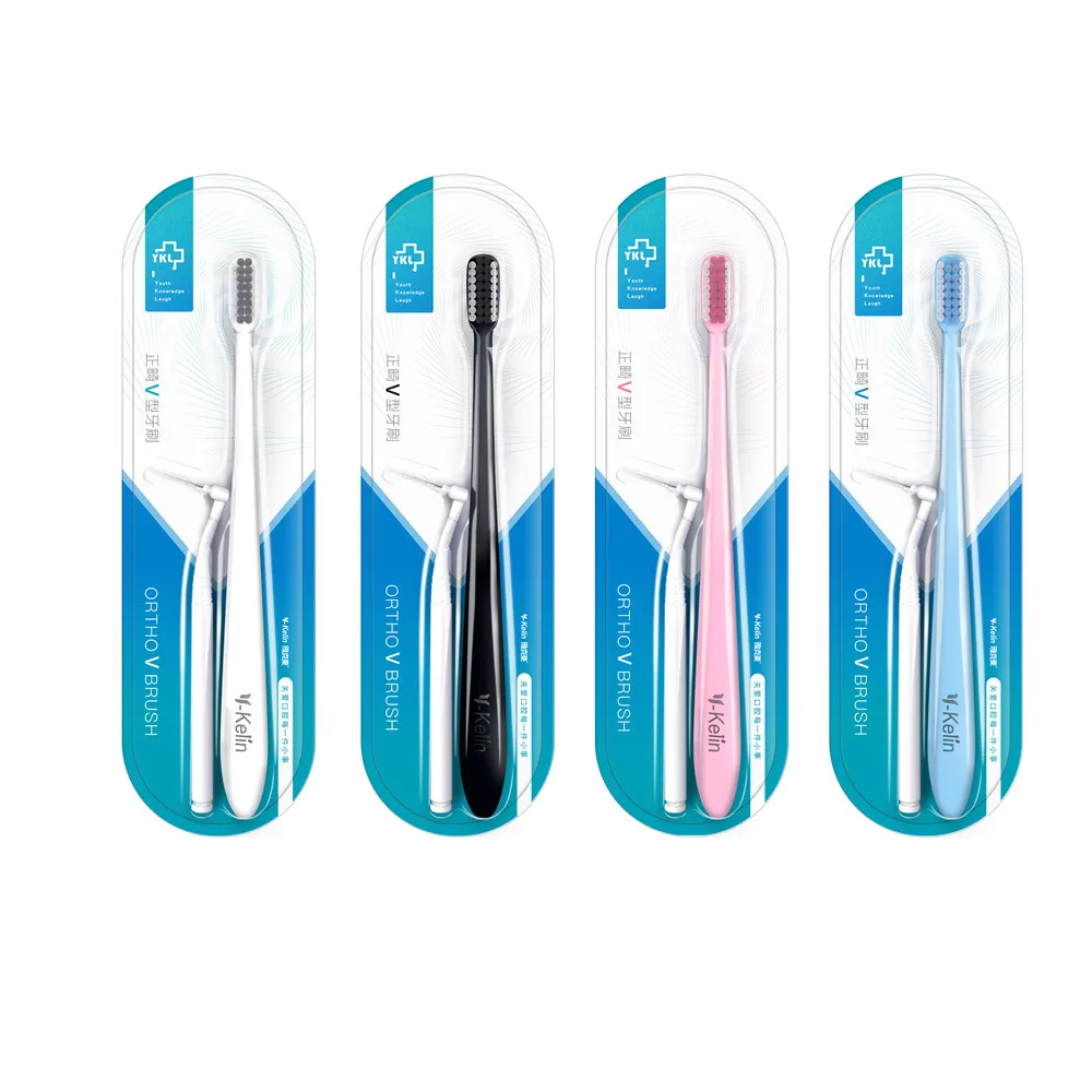 

Y-Kelin V-Shaped Bass Brushing Toothbrush V-Trim Soft Orthodontic Tooth Teethbrush For Braces And Orthocontics Small Head