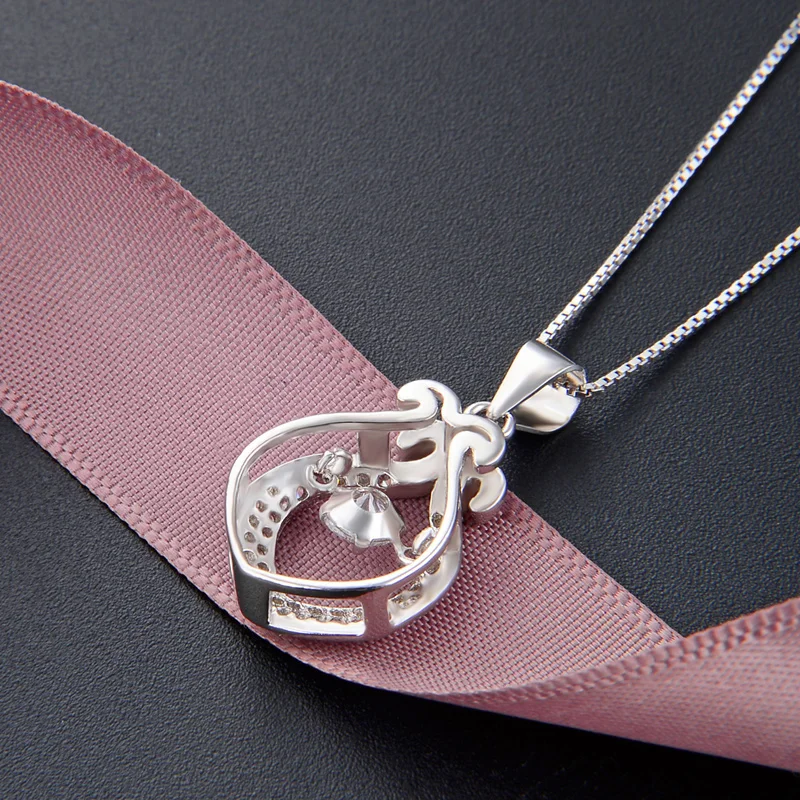 

Flower bud Elegant 925 Sterling Silver Pendant White Gold Cover Wedding Pendant Necklace CHDAD001488