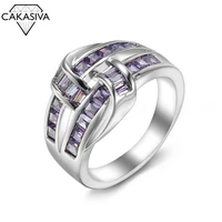 womens 925 silver ring inlaid amethyst engagement wedding birthday gift jewelry gemstone ring