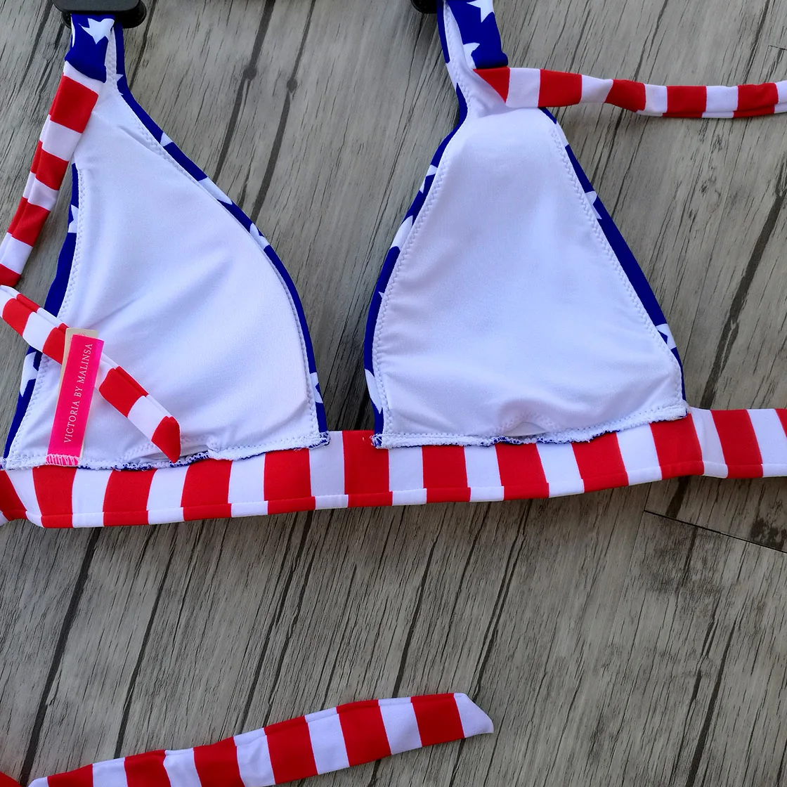 Женское сексуальное бикини в форме треугольника Топ красный цветок дизайнерский