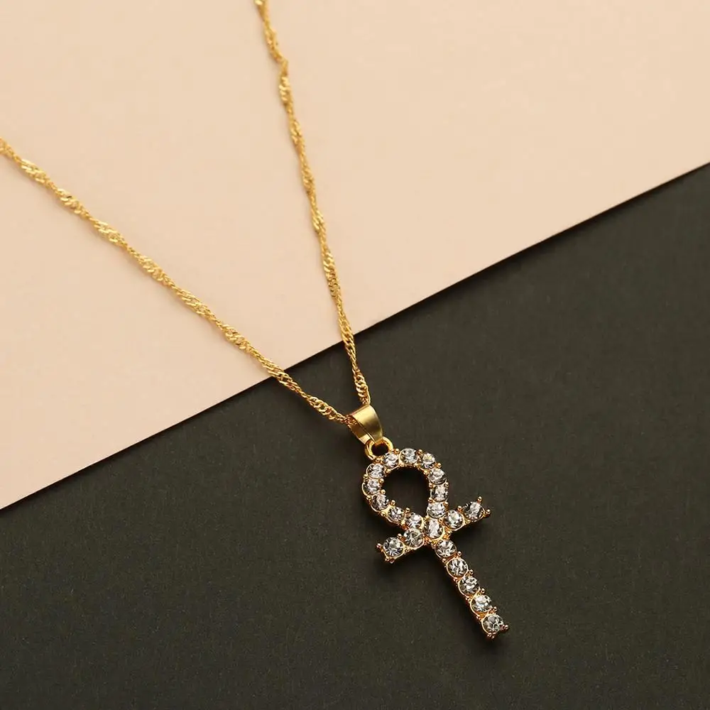 Чандлер АНК крест кулон ожерелье Чокер ожерелья для женщин эмаль античная Мирко