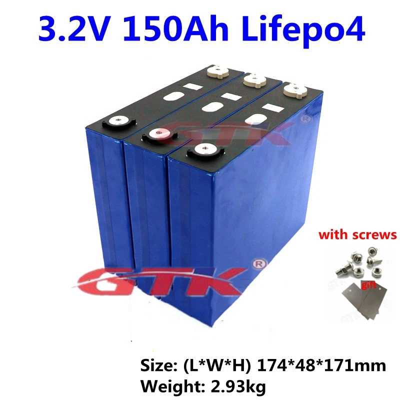 Литиевая батарея GTK 3 2 V 150Ah LiFepo4 для 12V 24V 36V 48V комплект аккумуляторов DIY солнечная